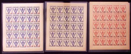 COLMAR 3 vignettes Croix de Lorraine en feuillets 