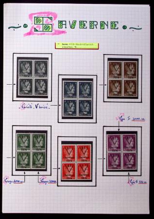 SAVERNE N°1/20 en BLOCS de 4, 3 ex. T I dont un V brisé
