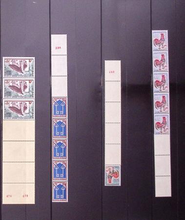 N°53a, 54/55 et 63 en BANDES de 11 pliées, neufs *