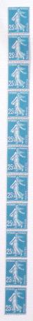 N°14 Semeuse Camée, 25c. bleu, BANDE de 11, neufs 