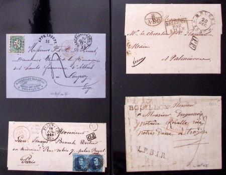 4 Lettres Belgique-France dont 2 affr., période 18