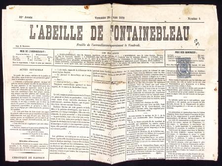 N°2 2c. bleu obl. TYPO s. "L'ABEILLE de FONTAINEBL