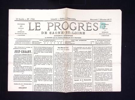 N°63 4c. vert, obl. TYPO sur Journal LE PROGRES du