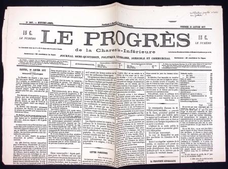 N°52 4c. gris, obl. TYPO sur Journal LE PROGRES du