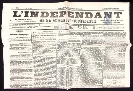 N°8 2c. bleu obl. TYPO s. Journal L'INDEPENDANT de