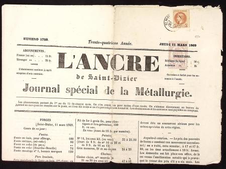 N°7 2c. violet, obl. TYPO sur L'ANCRE du 11/3/69 a