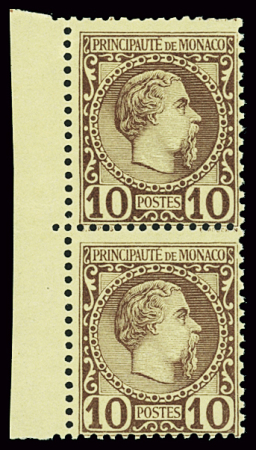 N°4 10c lilas-brun sur jaune, en paire bdf, neuf **,