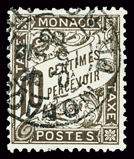 TAXE N°4 10c brun, obl. càd central, TTB