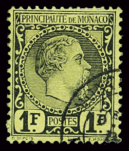 N°9 1f noir sur jaune, Charles III, obl. càd propre