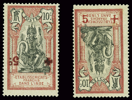 N°45Cd 5c vert et noir, double surcharge noire, neuf