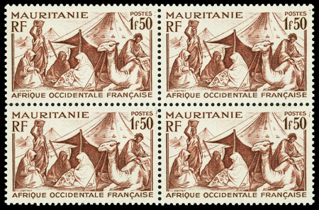 N°112A 1f50 brun-rouge en bloc de 4, neufs **, TB.