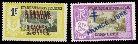 N°73a variété double surcharge + n°165a variété surcharge