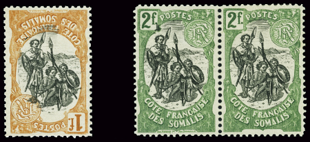 N°64a 1 f rouge-orange, variété centre renversé + n°65c