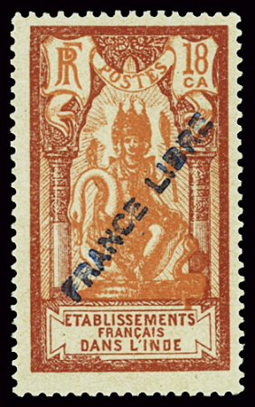 N°139,  18 ca. rouge et rouge clair, surcharge   "France