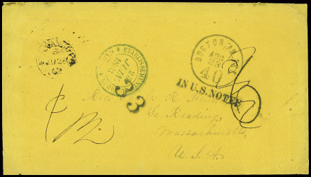 Lettre sans timbre avec grand CAD bleu 2 cercles "