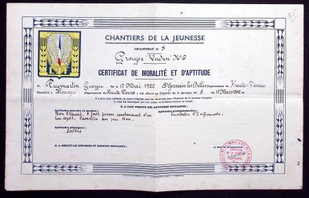 Diplôme du groupement de la jeunesse n°5 "certific