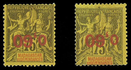 N°122a 60c. sur 75c. (R), variété surcharge renversée