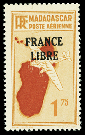 POSTE AERIENNE N°46a 1 f 75 orange, variété trait sous
