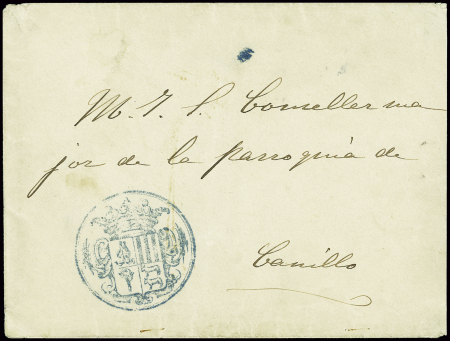 Lettre portée à la main avec grand cachet bleu ave