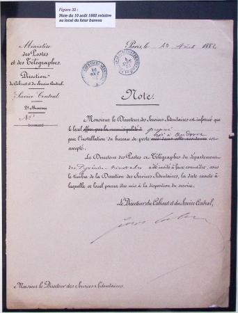 Note à en-tête du ministère des PTT à Paris avec C