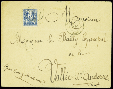 France n°90 obl Narbonne Aude (1895) sur lettre ad