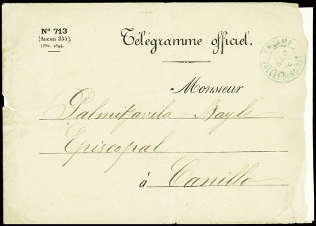 Env télégramme officiel n°713 avec CAD télégraphiq