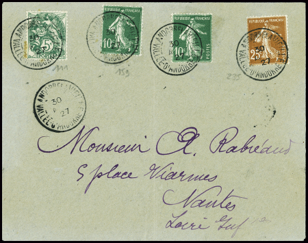 France n°111 + 159, 2 pièces + 235 obl CAD "Andorr