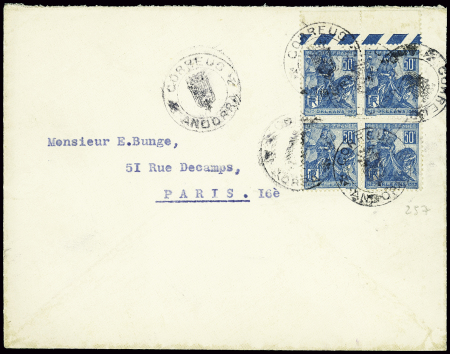 France n°257 50c Jeanne d'Arc en bloc de 4 cachet 