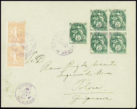 France n°111 5c type Blanc, 5 pièces + n°199 en pa