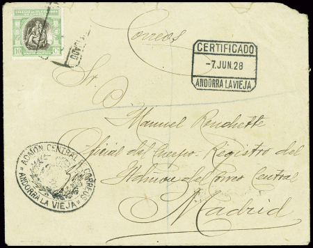 Lettre avec timbre de bienfaisance d'Espagne 10c v