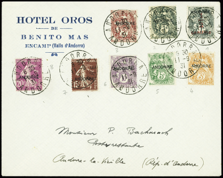 N°1 à 8 obl CAD "Andorra Andorre" (11.9.31) sur le