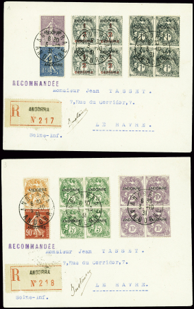 10 lettres recommandées AFF timbres d'Andorre entr