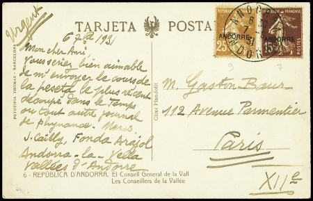 N° 7 + 9 obl CAD "Andorra Andorre" (1931) sur CP s