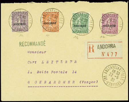 N°14 à 17 obl CAD "Andorre la Vieille val d'Andorr