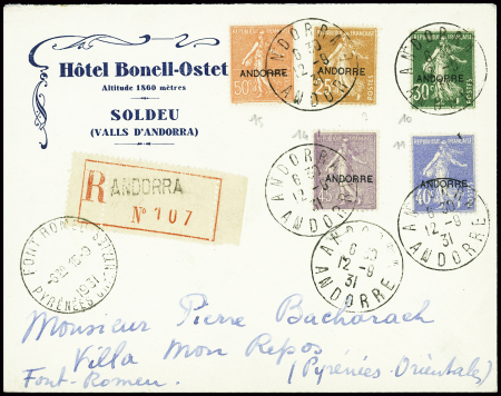 N°9 + 10 + 11 + 14 + 15 obl CAD "Andorra Andorre""