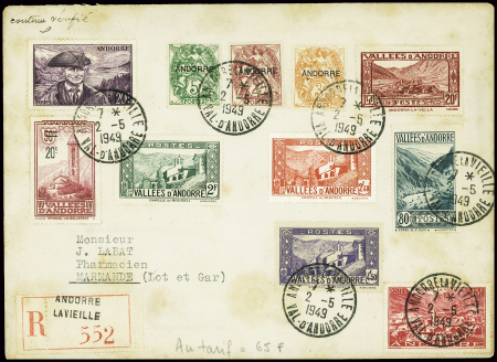 3 lettres recommandées AFF timbres de la 1ère séri