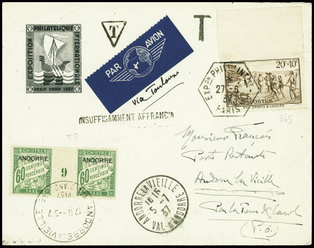 France n°345 obl hex "EXPon PHILque INTale A Paris