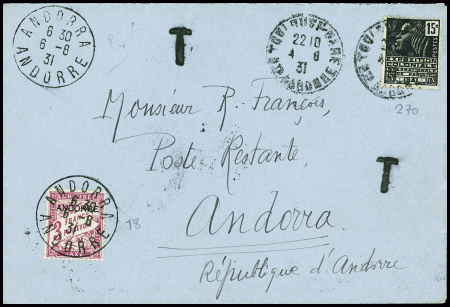 France n°270 15c noir femme Fachi obl Toulouse-gar