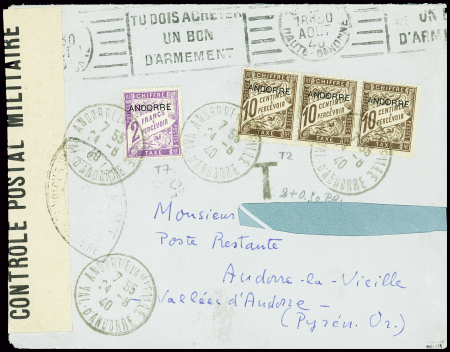 Lettre non AFF avec obl mec de Toulouse (aout 1940