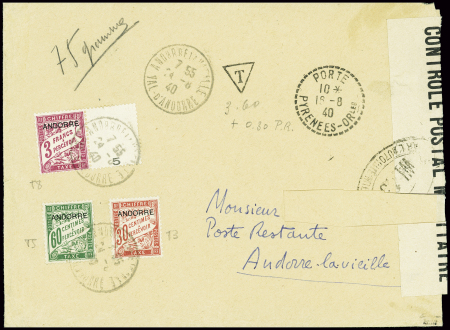 Lettre censurée non AFF avec CAD pointillé "Porte 