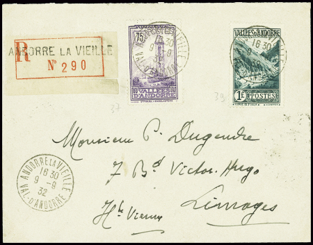 N°37 + 39 obl CAD "Andorre la Vieille val d'Andorr