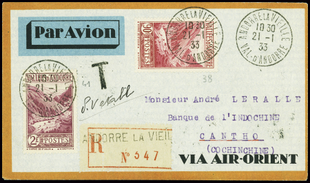 N°38 + 41 obl CAD "Andorre la Vieille val d'Andorr