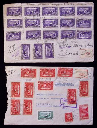 2 lettres chargées format A5 pour la Suisse avec a