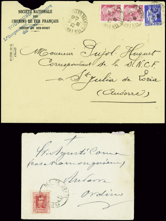 7 plis vers Andorre (1928 - 1939) provenance Franc