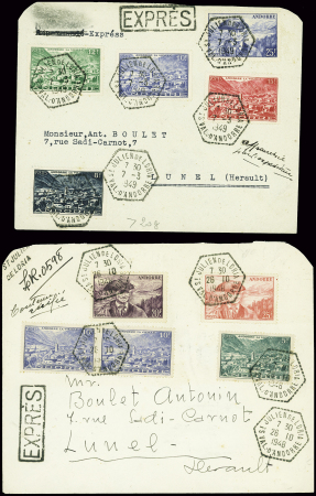 4 lettres AFF divers Andorre obl CAD hex "St Julie