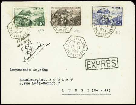 N°117 + 118 + 126 obl hex "St Julien de Loria val 