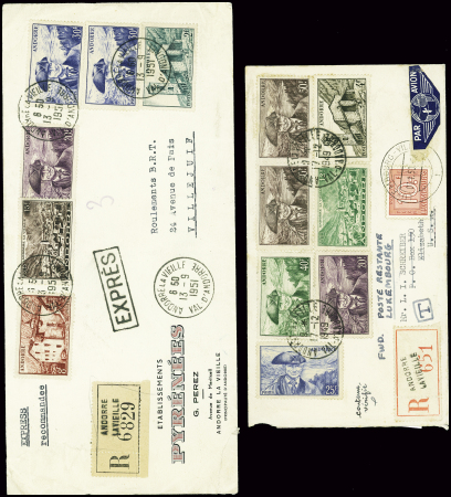 14 plis de 1947 - 1951 AFF divers Andorre dont n°1