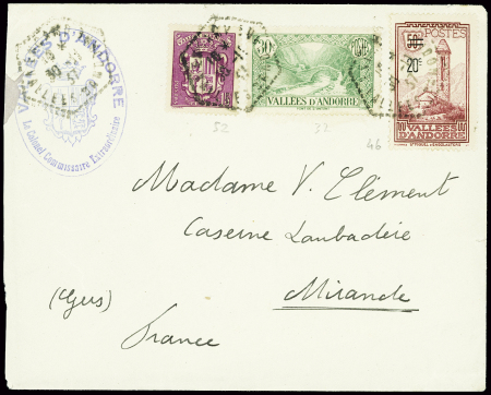 N°32 + 52 + 46 obl hex "Encamp vallées d'Andorre" 