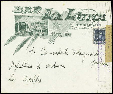 Espagne n°563 obl Barcelone (1938) sur lettre pour