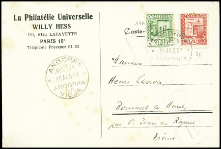 Andorre espagnol n°17A + 36 obl CAD "Andorra la Vi